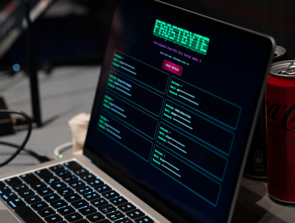 One of the games at the Frostbyte booth to try out malicious attacks on Tech day